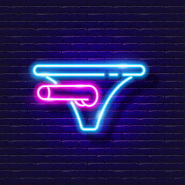 Strapon neon icon. Sex shop concept. Sex Toys for adults. Gadgets for love. Vector sign for design, website, signboard, banner, advertisement.