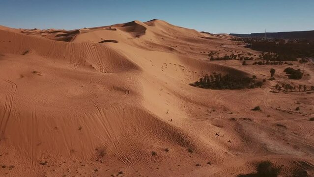 4K Footage, Aerial view of the Sahara Desert, near Taghit, Algeria 
