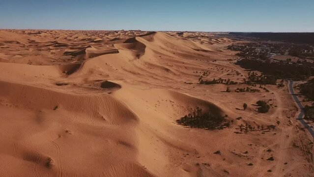 4K Footage, Aerial view of the Sahara Desert, near Taghit, Algeria 