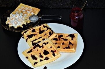 homemade sweet waffles - obrazy, fototapety, plakaty