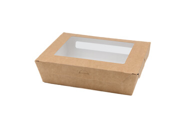 Paper, disposable box with window on a white background