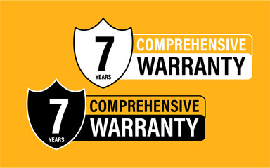 7 years comprehensive warranty vector icon set. warranty abstract.
