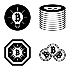 Bitcoins1-2 Flat Icon Set Isolated On White Background