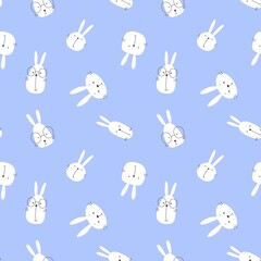Seamless pattern with white rabbit. Happy Easter Bunny. Vector illustration.