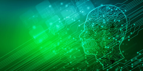 2d illustration digital Artificial mind concept