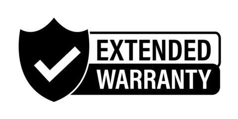 extended warranty vector icons with tick mark, black in color