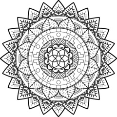Circular pattern in form of mandala for Henna, Mehndi, tattoo, decoration. Decorative ornament in ethnic oriental style. Coloring book page.
