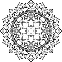 Circular pattern in form of mandala for Henna, Mehndi, tattoo, decoration. Decorative ornament in ethnic oriental style. Coloring book page.