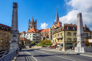 Fototapeta na wymiar Lausanne Cathedral in Lausanne city center, Switzerland