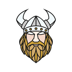 Modern Viking Head Face logo design vector template