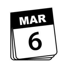 March 6. Calendar Icon. Vector Illustration. 