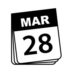 March 28. Calendar Icon. Vector Illustration. 