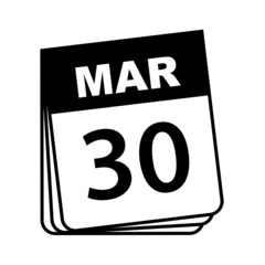 March 30. Calendar Icon. Vector Illustration. 