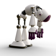 3D-illustration of a cute and funny disabled cartoon robot. isolated rendering object