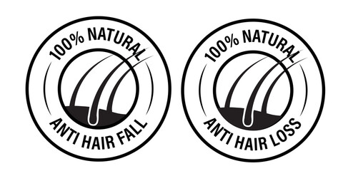 '100% natural anti hair fall, anti hair loss'  vector icon set, hair treatment abstract
