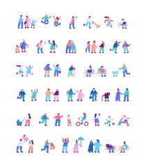 Tiny people silhouette flat vector set.