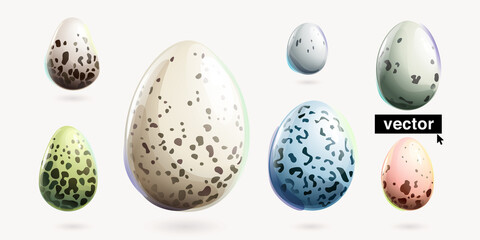 Set of Easter eggs with dots natural pattern.