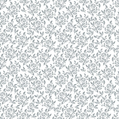 minimalustic green Background with line botanical seamless pattern, abstract leaves, boho style