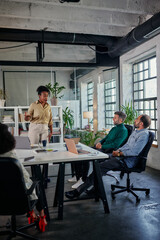 Multiracial businesspeople on a meeting in boardroom