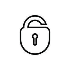 Padlock line icon. Lock black icon.  Security symbol. Vector illustration isolated on white background. EPS 10
