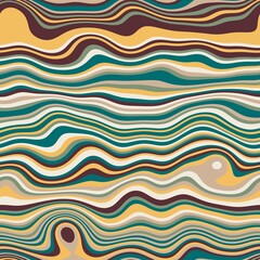 Seamless wavy stripe trendy surface pattern design for print. High quality illustration. Curved striped simple abstract digitally rendered repeat tile for fashion, fabric, textile, interior, or decor. - 487608798
