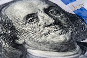 Macro photo details of dollar banknotes