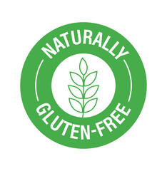 'naturally gluten-free' vector icon, green in color