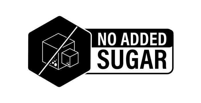 'no added sugar' vector icon, sugar free abstract, black in color