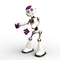 3D-illustration of a cute and funny cartoon robot. isolated rendering object