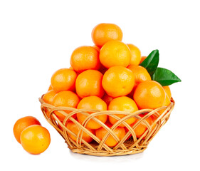 Fresh tangerine basket isolated on a white background
