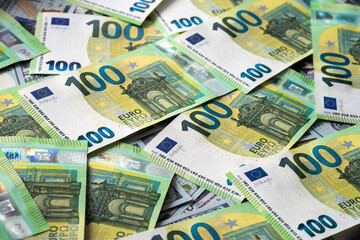 Obraz na płótnie Canvas Macro photo EU banknotes background