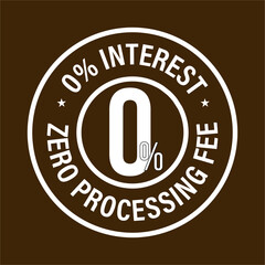 finance abstract, zero interest, zero processing fee vector stamp