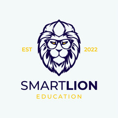 Smart lion mascot logo design