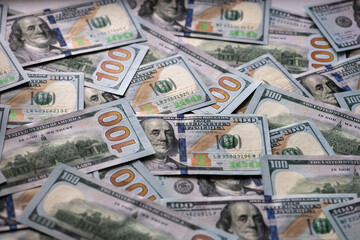 Many banknotes of the United States of America background