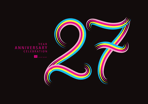 27 years anniversary celebration logotype colorful line vector, 27th birthday logo, 27 number, Banner template, vector design template elements for invitation card and poster, t shirt design vector
