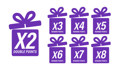 loyalty program abstract, reward points abstract icon set