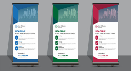 Creative Business Roll Up Signage Banner Template Design.