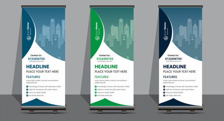 Creative Business Roll Up Signage Banner Template Design.
