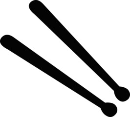 Vector illustration of black color silhouette of drumsticks