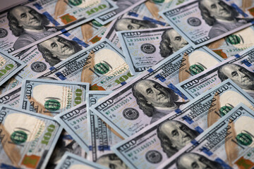 Many banknotes of the United States of America background