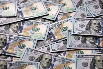 Many banknotes of the United States of America background