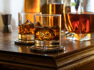 Glass of whisky on the rocks
