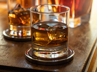 Glass of whisky on the rocks