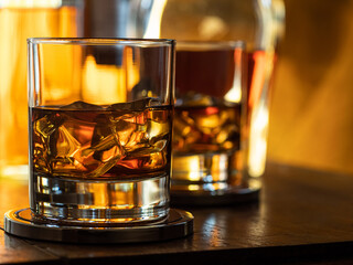 Glass of whisky on the rocks