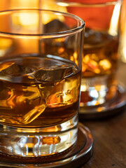 Glass of whisky on the rocks