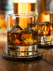 Glass of whisky on the rocks