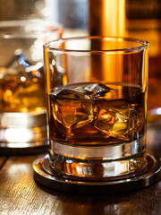 Glass of whisky on the rocks