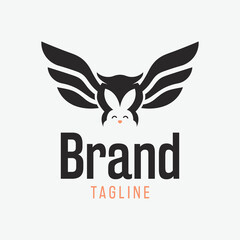 Simple owl featuring rabbit logo design