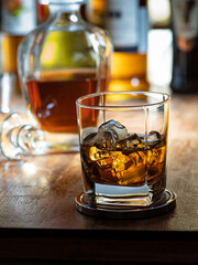 Glass of whisky on the rocks
