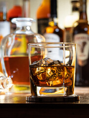 Glass of whisky on the rocks
